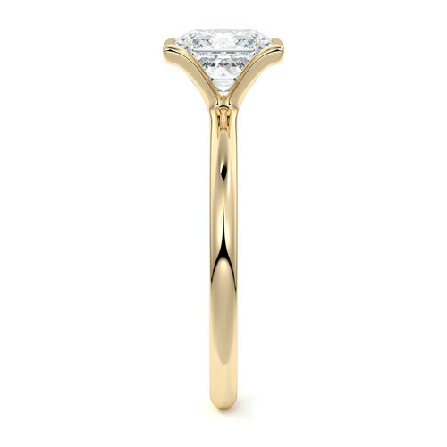 Amira princess bezel solitaire lab grown diamond engagement ring in yellow gold
