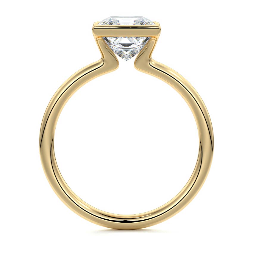 Amira - Princess Yellow Gold Engagement Ring Profile View | Nura Lab