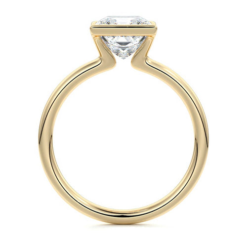 Amira - Princess Yellow Gold Engagement Ring Profile View | Nura Lab