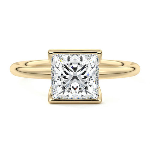 Amira - Princess Yellow Gold Engagement Ring Detail View | Nura Lab