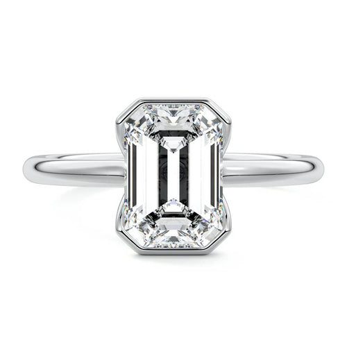 Amira - Emerald Cut Platinum Lab Grown Diamond Engagement Ring | Nura Lab