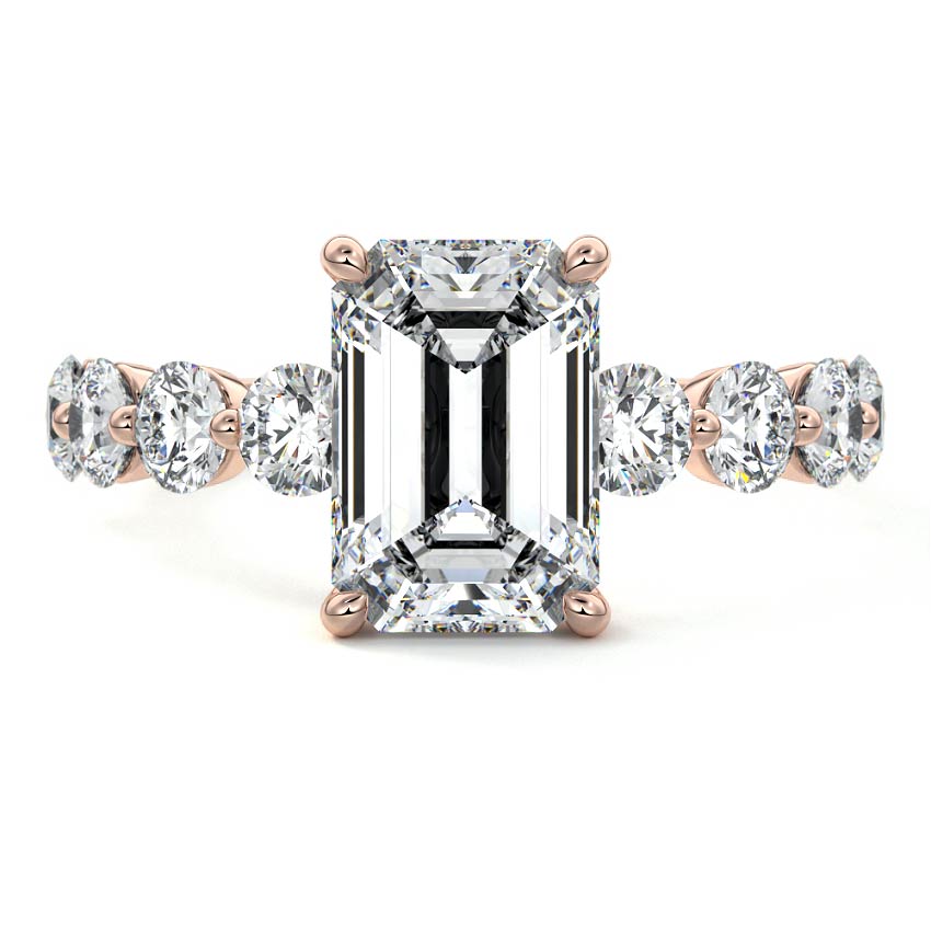 Aria - Emerald Cut Rose Gold Lab Grown Diamond Engagement Ring | Nura Lab