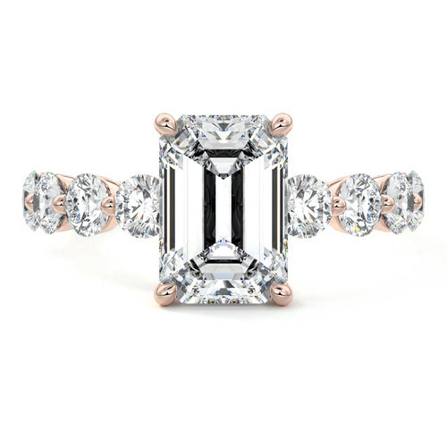 Aria - Emerald Cut Rose Gold Lab Grown Diamond Engagement Ring | Nura Lab