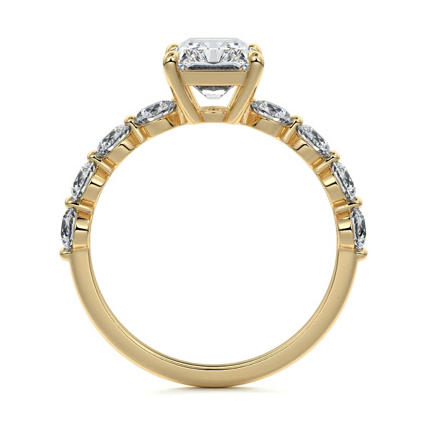 Aria - Radiant Yellow Gold Engagement Ring Side View | Nura Lab