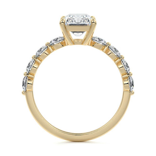 Aria - Radiant Yellow Gold Engagement Ring Side View | Nura Lab