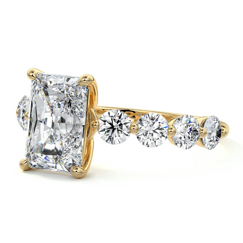 Aria - Radiant Yellow Gold Engagement Ring Profile View | Nura Lab