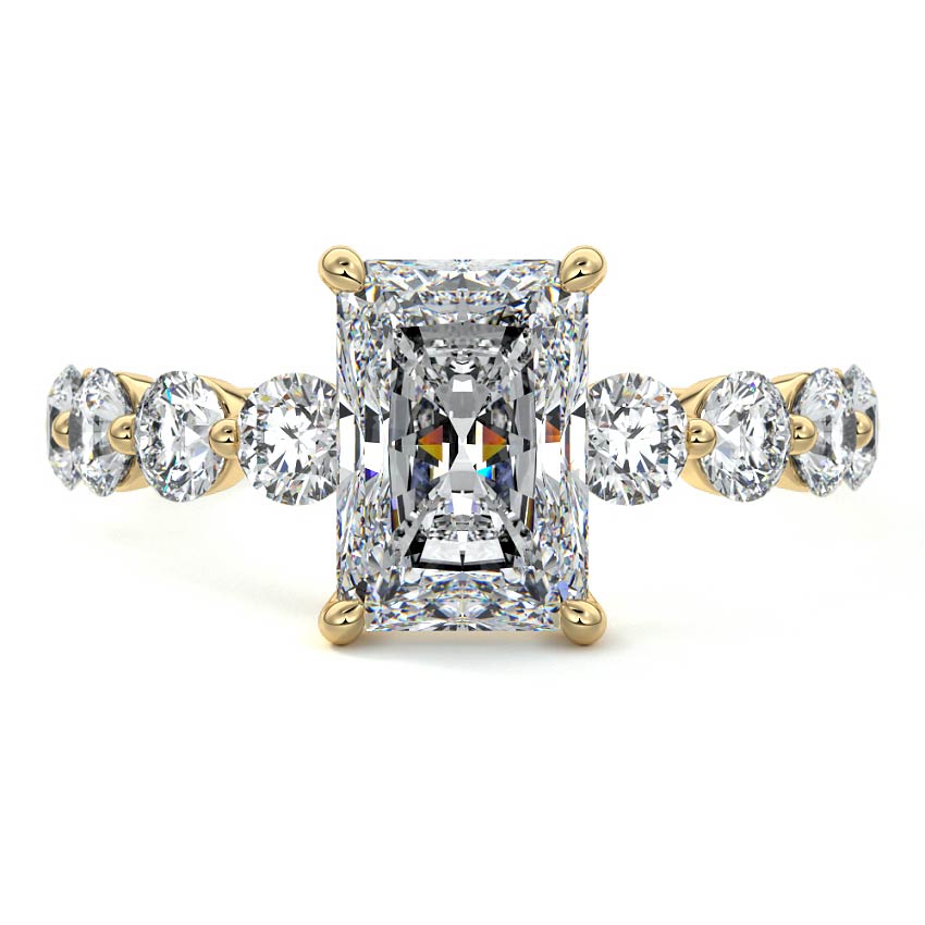 Aria - Radiant Yellow Gold Engagement Ring Detail View | Nura Lab
