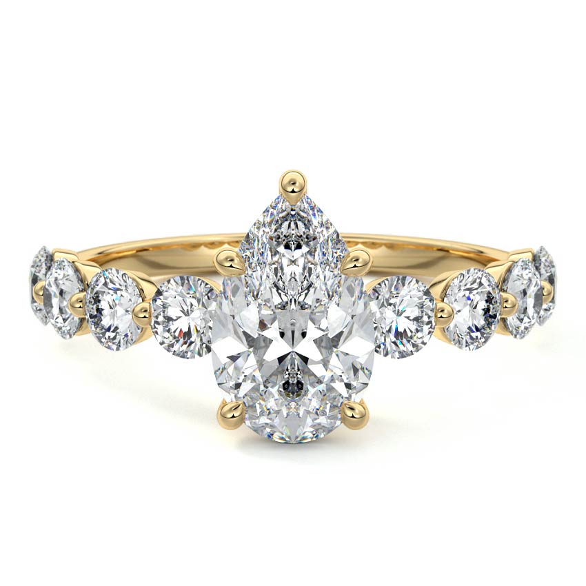 Aria - Pear Yellow Gold Lab Grown Diamond Engagement Ring | Nura Lab