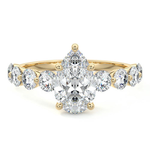 Aria - Pear Yellow Gold Lab Grown Diamond Engagement Ring | Nura Lab