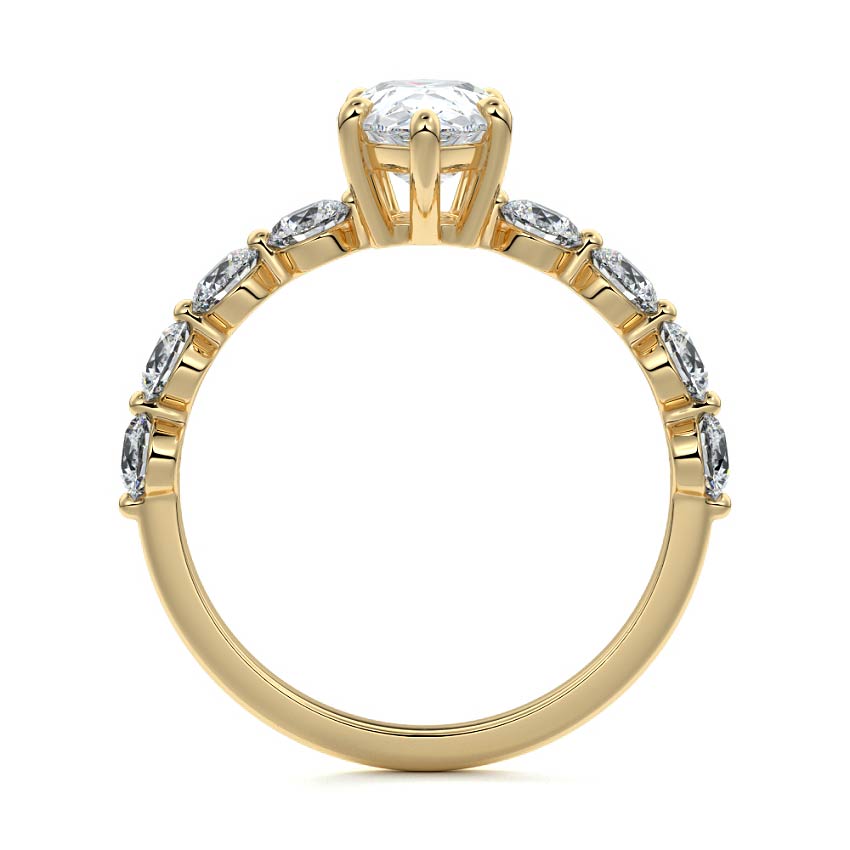 Aria - Pear Yellow Gold Engagement Ring Side View | Nura Lab