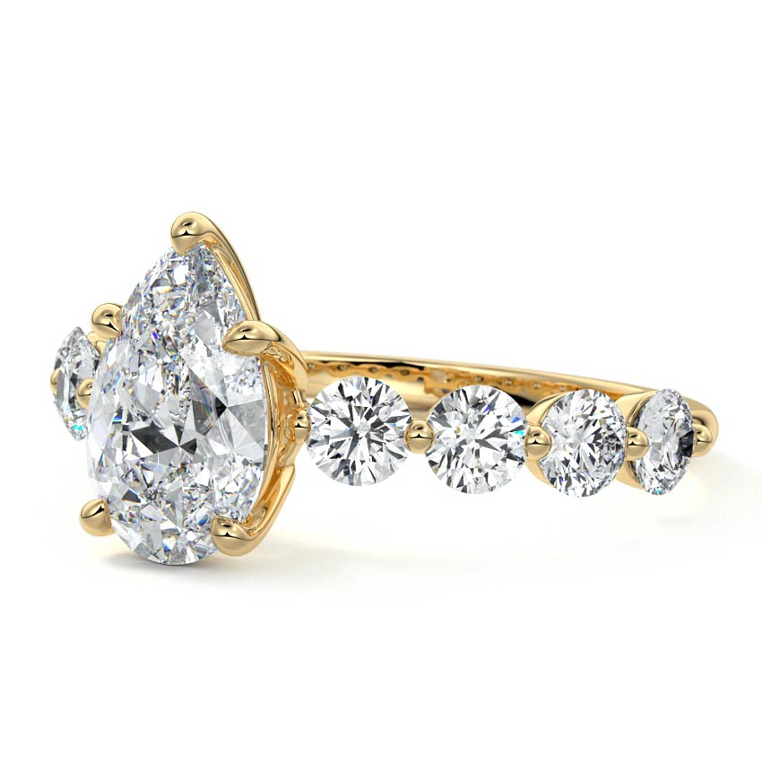 Aria - Pear Yellow Gold Engagement Ring Profile View | Nura Lab