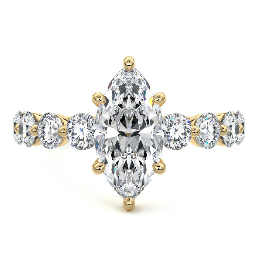 Aria - Marquise Yellow Gold Lab Grown Diamond Engagement Ring | Nura Lab