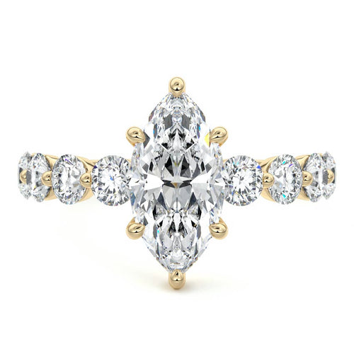 Aria - Marquise Yellow Gold Lab Grown Diamond Engagement Ring | Nura Lab