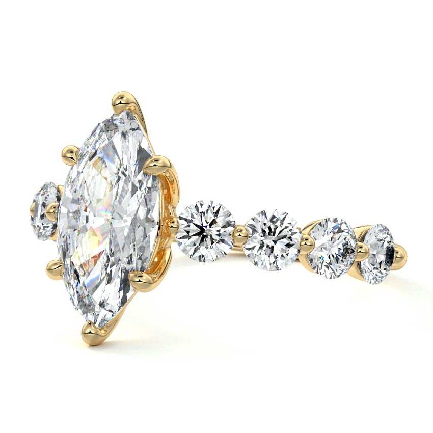 Aria - Marquise Yellow Gold Engagement Ring Profile View | Nura Lab
