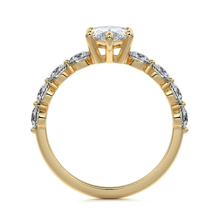 Aria - Marquise Yellow Gold Engagement Ring Detail View | Nura Lab