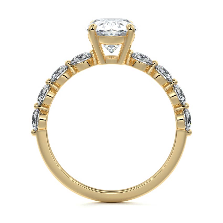 Aria - Oval Yellow Gold Engagement Ring Side View | Nura Lab