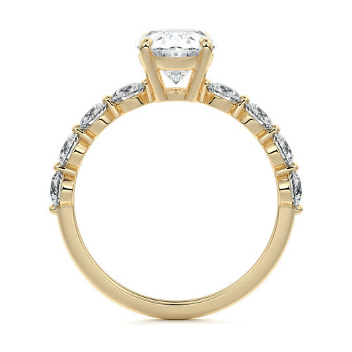 Aria - Oval Yellow Gold Engagement Ring Side View | Nura Lab