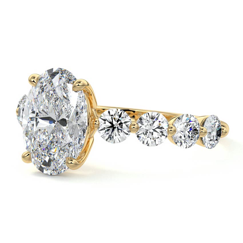 Aria - Oval Yellow Gold Engagement Ring Profile View | Nura Lab