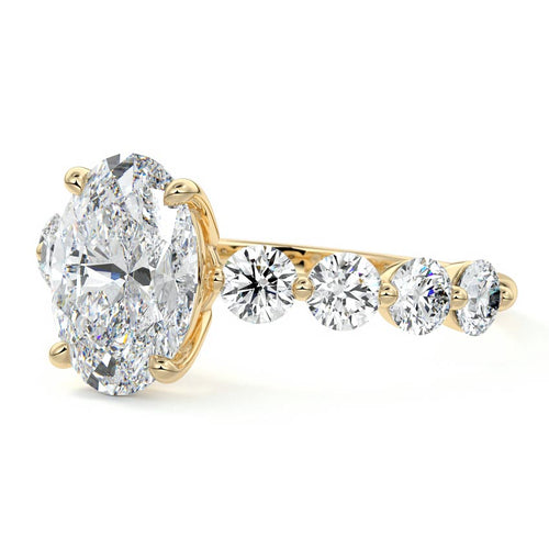 Aria - Oval Yellow Gold Engagement Ring Profile View | Nura Lab
