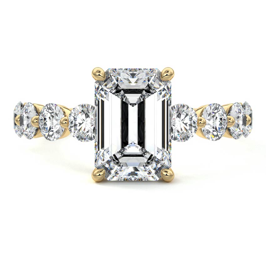 Aria - Emerald Cut Yellow Gold Lab Grown Diamond Engagement Ring | Nura Lab