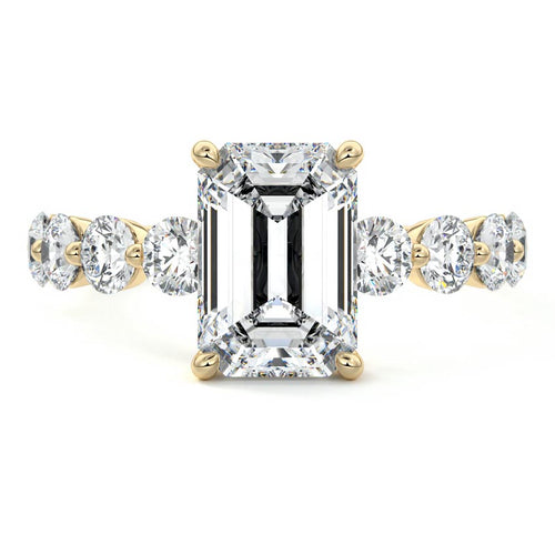 Aria - Emerald Cut Yellow Gold Lab Grown Diamond Engagement Ring | Nura Lab