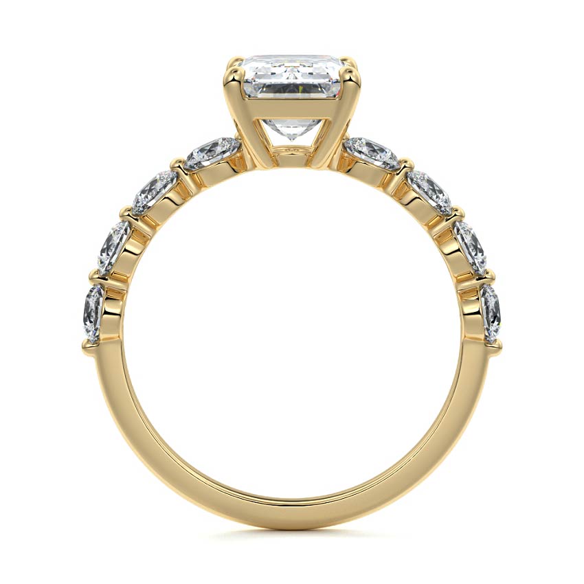 Aria - Emerald Cut Yellow Gold Engagement Ring Side View | Nura Lab