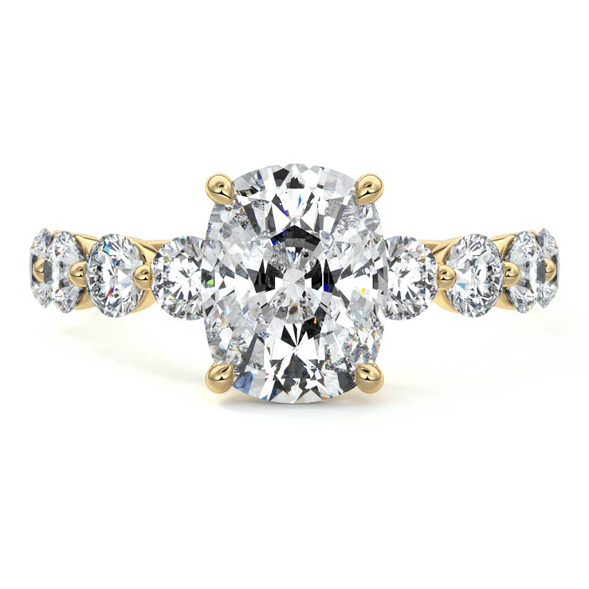 Aria - Cushion Yellow Gold Lab Grown Diamond Engagement Ring | Nura Lab