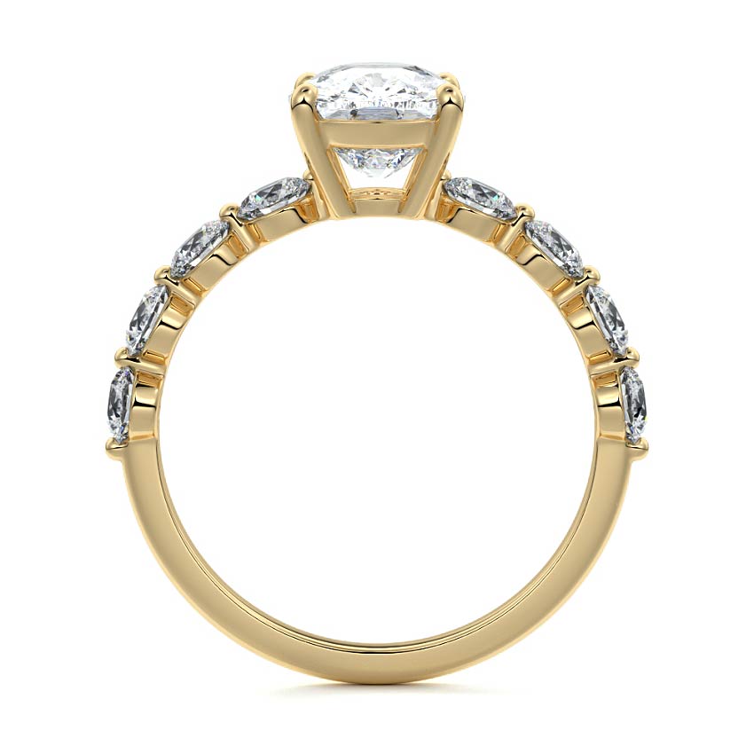 Aria - Cushion Yellow Gold Engagement Ring Side View | Nura Lab