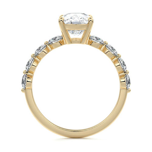 Aria - Cushion Yellow Gold Engagement Ring Side View | Nura Lab