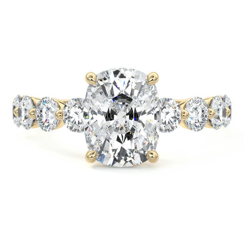 Aria - Cushion Yellow Gold Engagement Ring Detail View | Nura Lab