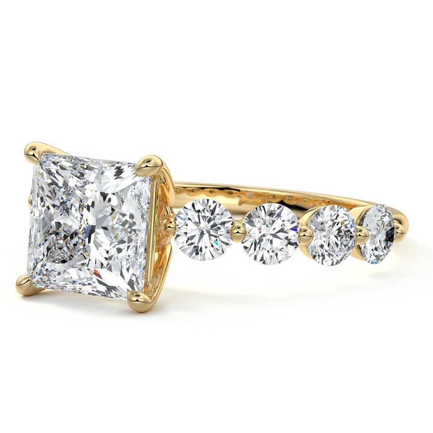 Aria - Princess Yellow Gold Engagement Ring Profile View | Nura Lab