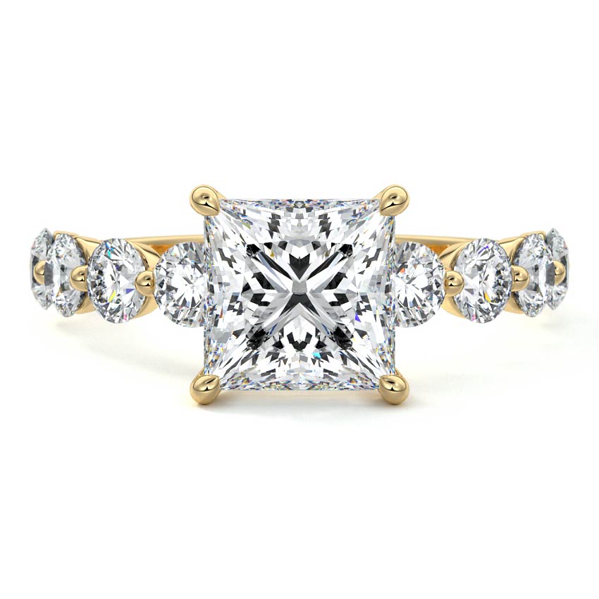 Aria - Princess Yellow Gold Engagement Ring Detail View | Nura Lab