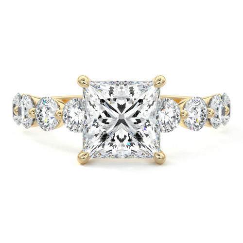 Aria - Princess Yellow Gold Engagement Ring Detail View | Nura Lab
