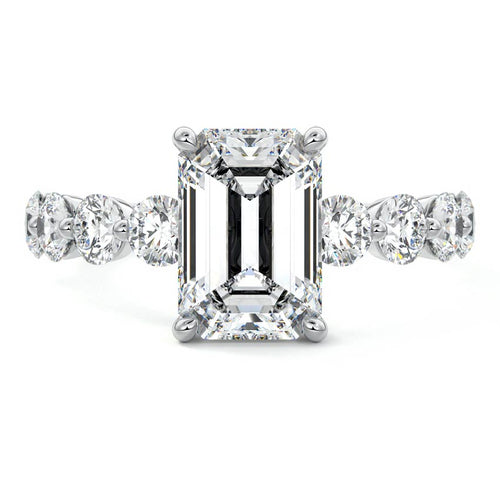 Aria - Emerald Cut White Gold Lab Grown Diamond Engagement Ring | Nura Lab