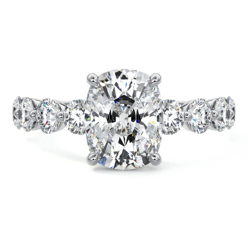 Aria - Cushion White Gold Lab Grown Diamond Engagement Ring | Nura Lab