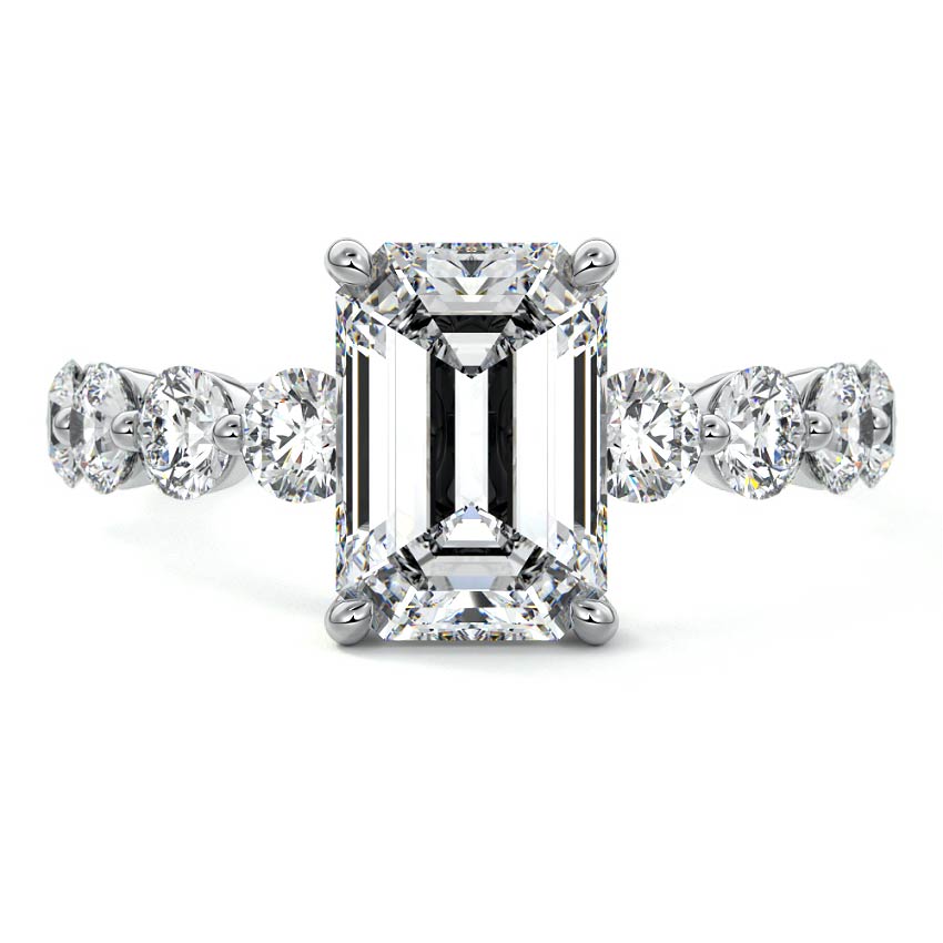 Aria - Emerald Cut Platinum Lab Grown Diamond Engagement Ring | Nura Lab