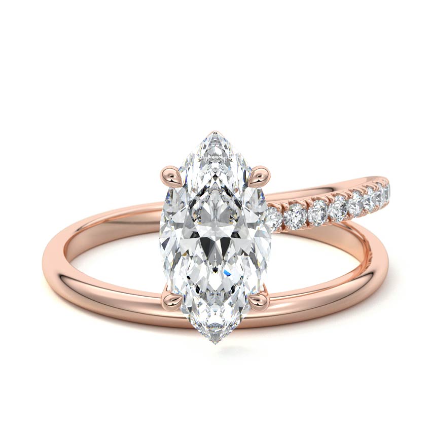 Astrid - Marquise Rose Gold Lab Grown Diamond Engagement Ring | Nura Lab