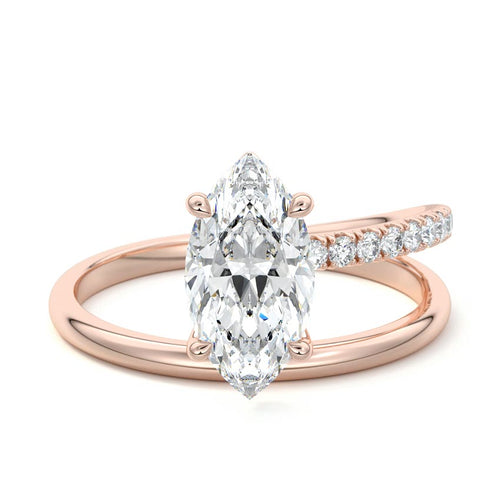Astrid - Marquise Rose Gold Lab Grown Diamond Engagement Ring | Nura Lab