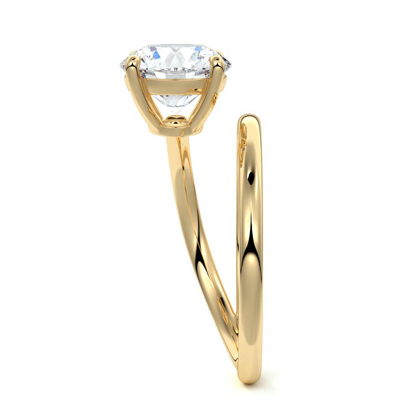 Astrid round twisted split shank pavé lab grown diamond engagement ring in yellow gold