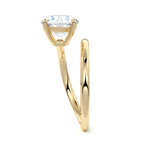 Astrid round twisted split shank pavé lab grown diamond engagement ring in yellow gold