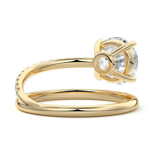 Astrid - Round Yellow Gold Engagement Ring Profile View | Nura Lab