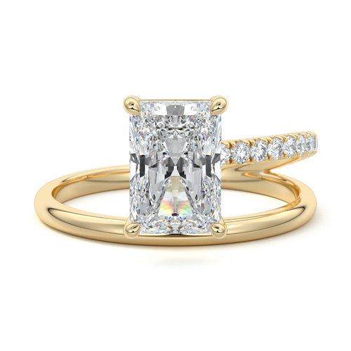 Astrid radiant spiral pavé solitaire lab grown diamond engagement ring in yellow gold