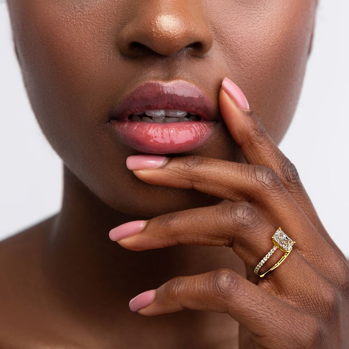 Astrid - Radiant Yellow Gold Engagement Ring Angle View | Nura Lab
