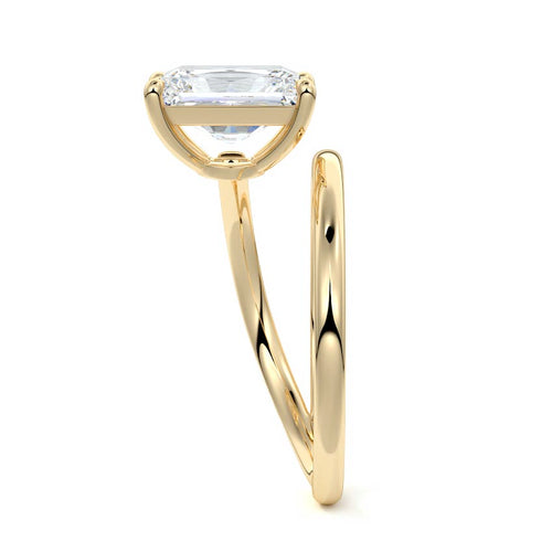 Astrid - Radiant Yellow Gold Engagement Ring Side View | Nura Lab