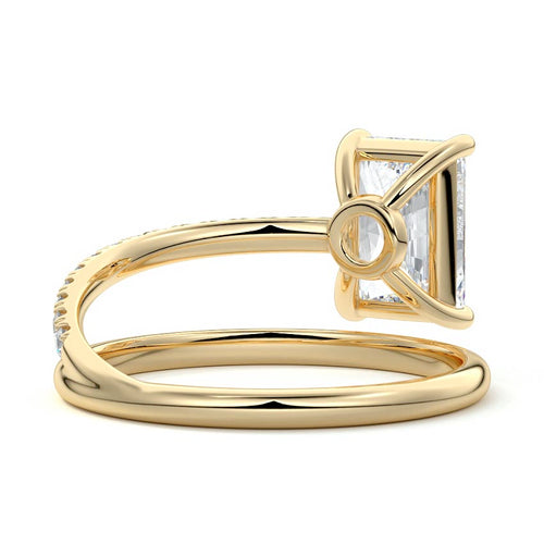 Astrid radiant spiral pavé solitaire lab grown diamond engagement ring in yellow gold