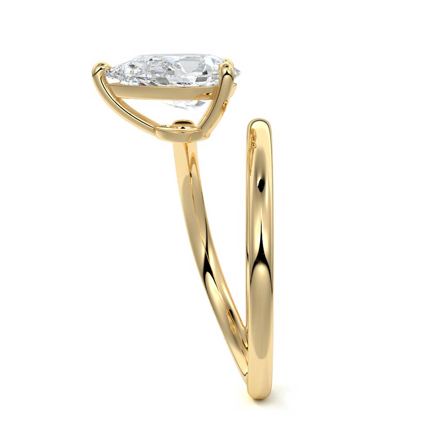 Astrid pear spiral pavé solitaire lab grown diamond engagement ring in yellow gold