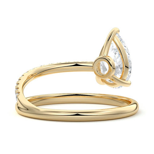 Astrid - Pear Yellow Gold Engagement Ring Profile View | Nura Lab