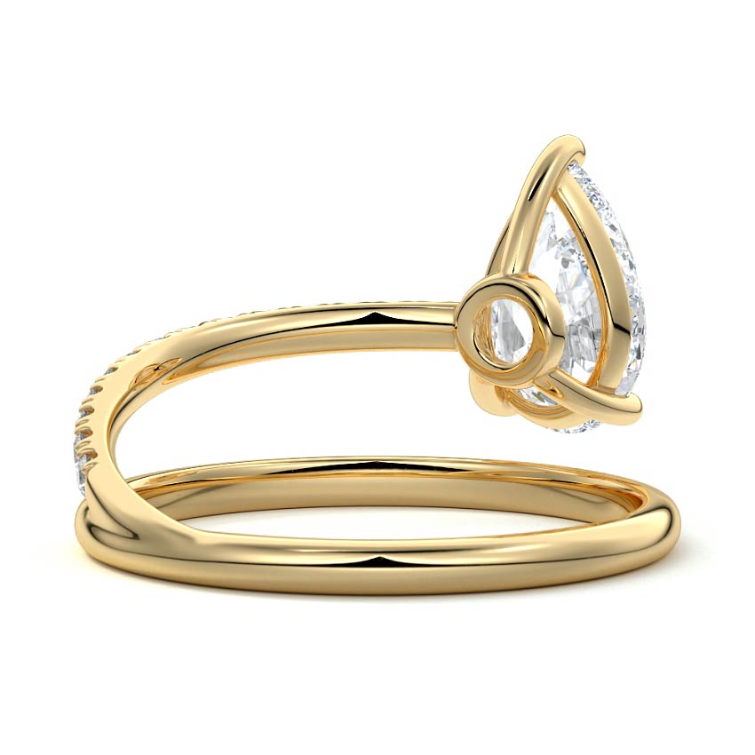 Astrid pear spiral pavé solitaire lab grown diamond engagement ring in yellow gold