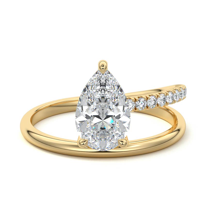 Astrid pear twisted split shank pavé lab grown diamond engagement ring in yellow gold