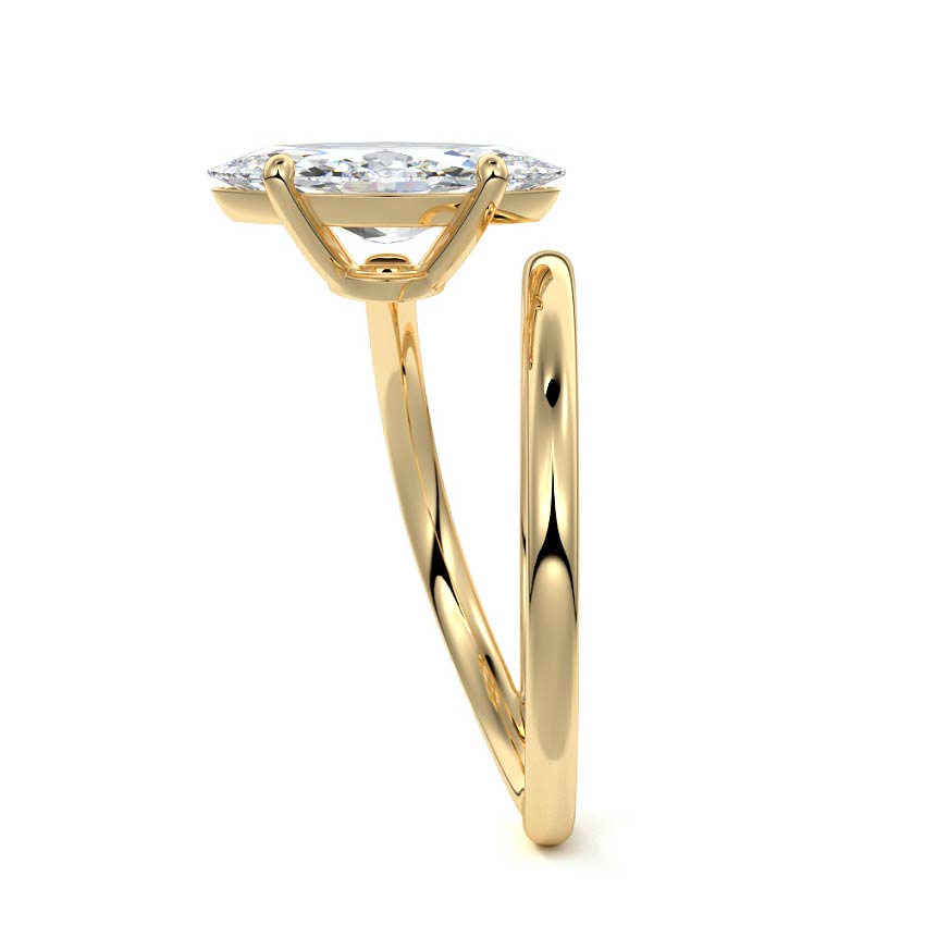 Astrid - Marquise Yellow Gold Engagement Ring Side View | Nura Lab